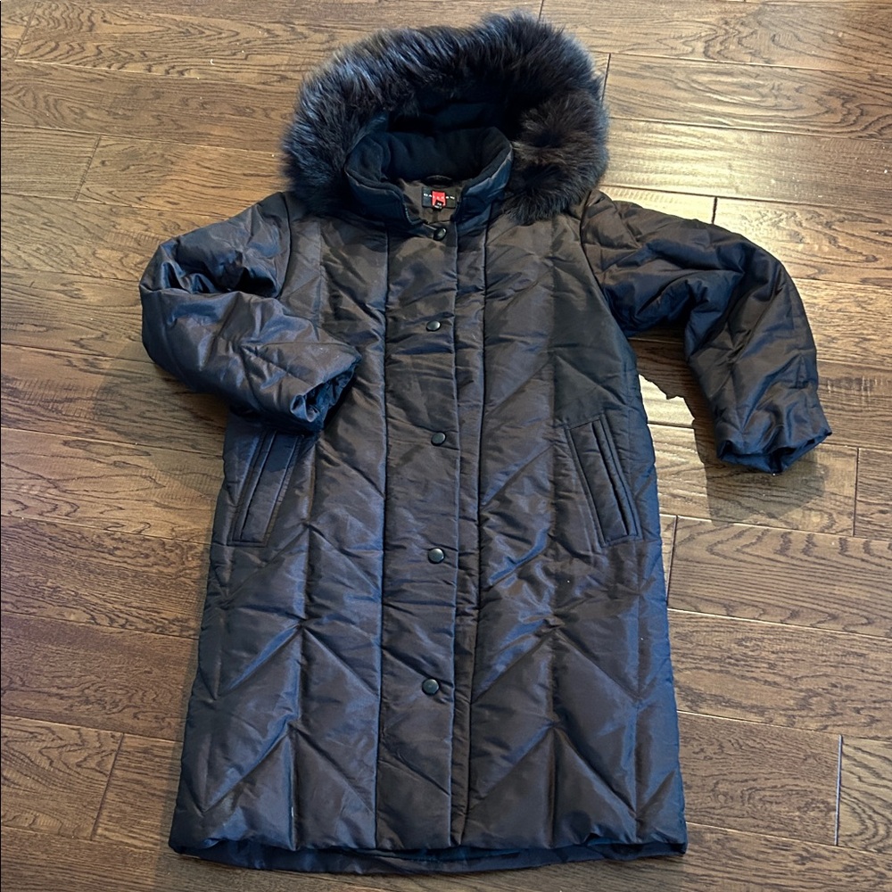Gallery Dark Brown Puffer Coat with Faux Fur Hood
